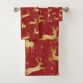 Rood- en gouden kerstrendieren bad handdoek (Insitu)