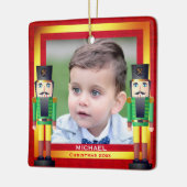 Rood- en gouden Lijst en eetlustjes met kerstmis Keramisch Ornament (Links)