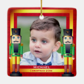 Rood- en gouden Lijst en eetlustjes met kerstmis Keramisch Ornament (Achterkant)