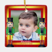 Rood- en gouden Lijst en eetlustjes met kerstmis Keramisch Ornament (Voorkant)