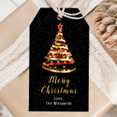 Rood en gouden lint — Merry kerst Cadeaulabel