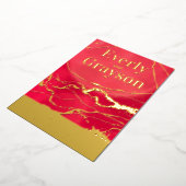 Rood en goudgalaxy Marmer Gold Wedding Folie Uitnodiging (Gedraaid)