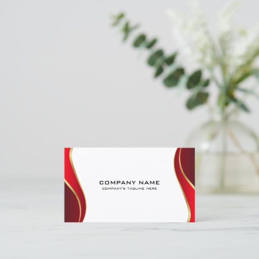 Rood en goudgolvende grens op wit visitekaartje (Staand voorkant)