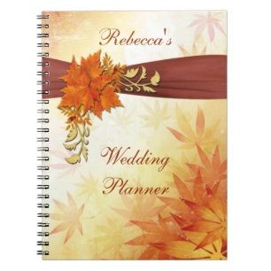 Rood- en goudherfstbladeren Wedding Planner Notitieboek
