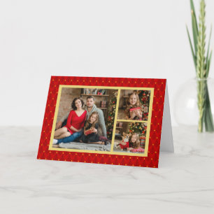 Rood- en goudkerstboomfotokaarten kaart