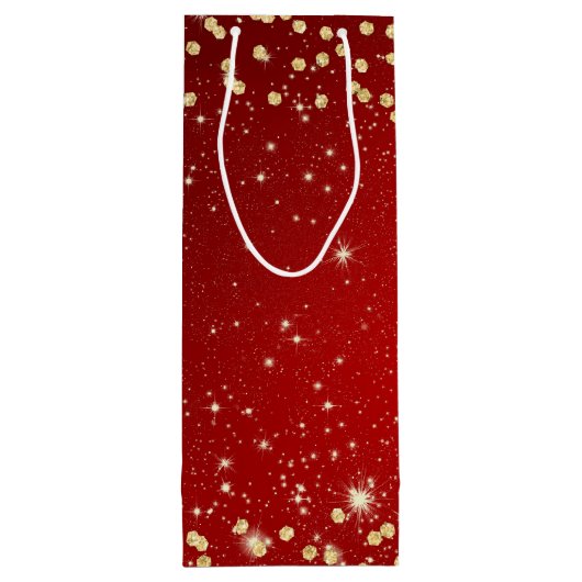 Rood- en goudkerstkerst wijn cadeautas (Achterkant)