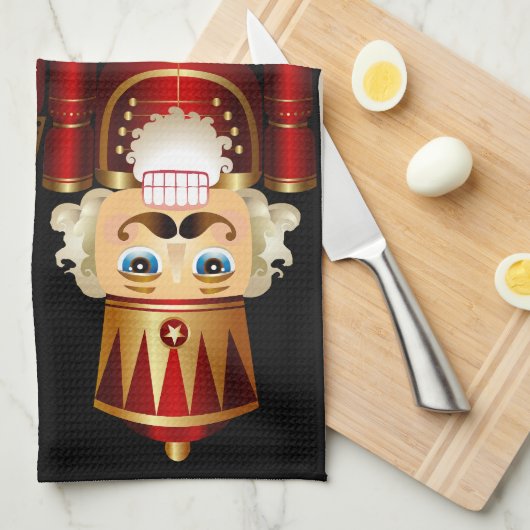 Rood- en goudkerstkeuken theedoek (Quarter Fold)