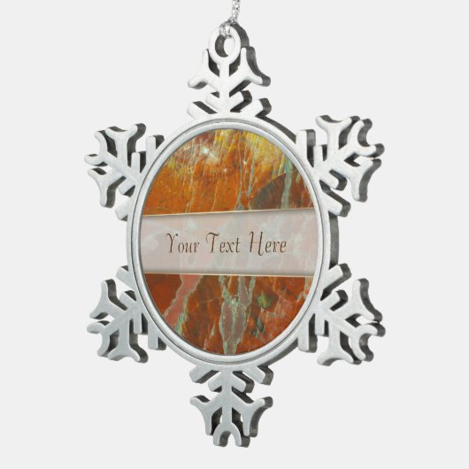 Rood en goudkleurig hout tin sneeuwvlok ornament (Rechts)