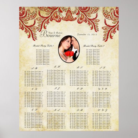 Rood en goudkleurig uw foto-weduwenkaart poster (Voorkant)