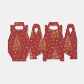 Rood- en goudlegante kerstboom bedankdoosjes (Uitgevouwen)