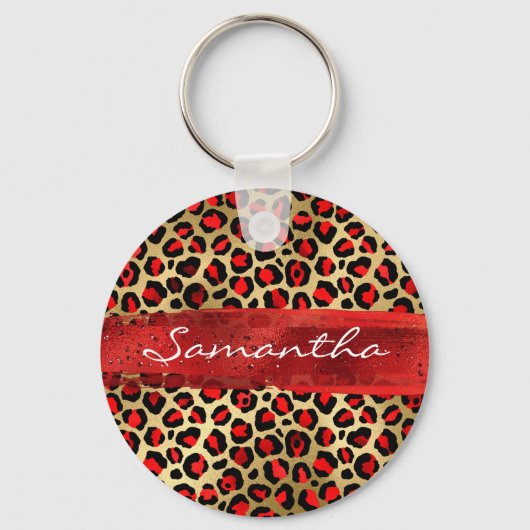 Rood en goudoliepenseel sleutelhanger (Voorkant)