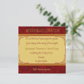 Rood- en goudpaisleyhindu-bruiloft kaart (Staand voorkant)