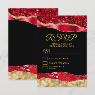 Rood- en goudscheuren zoete zestien RSVP kaartje