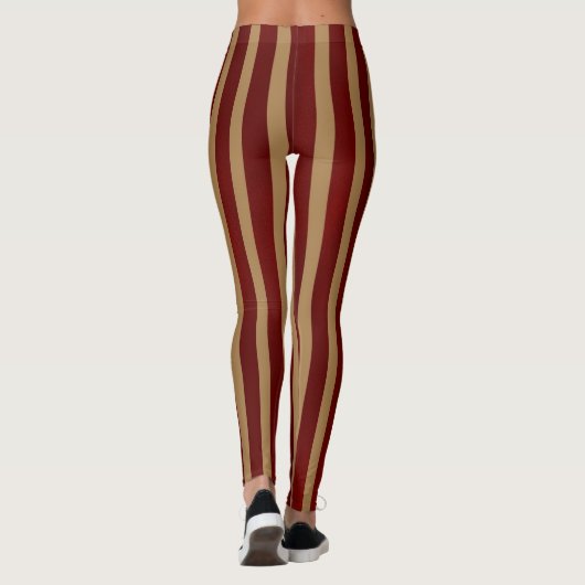 Rood- en goudverticale strepen met strips leggings (Achterkant)