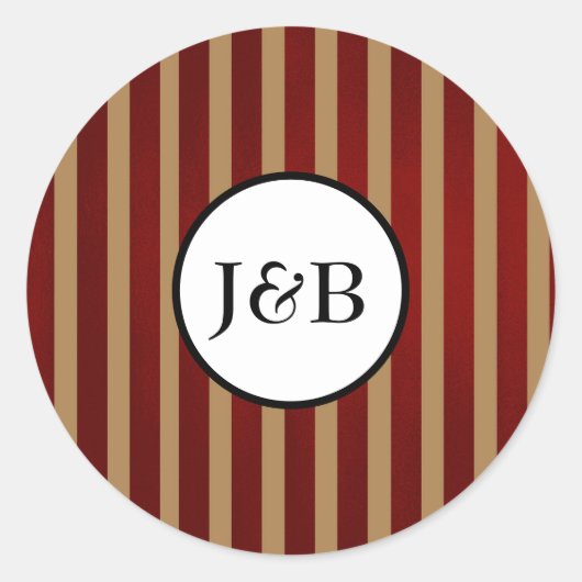 Rood- en goudverticale strepen met strips ronde sticker (Voorkant)