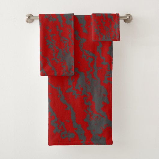 Rood en Grijs abstract Bad Handdoek (Insitu)