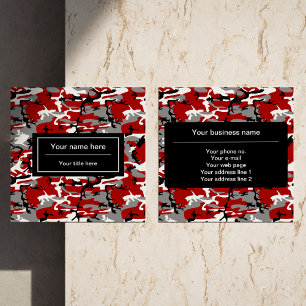 Rood en grijs camo, camouflage, militair, leger vierkante visitekaartje