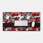 Rood en grijs Camouflage Jouw naam Personaliseren Bureaumat (Keyboard & Muis)