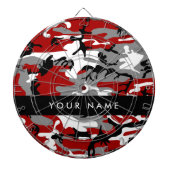 Rood en grijs Camouflage Jouw naam Personaliseren Dartbord (Voorkant)