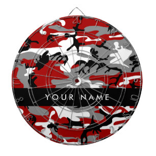 Rood en grijs Camouflage Jouw naam Personaliseren Dartbord