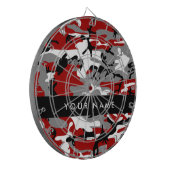 Rood en grijs Camouflage Jouw naam Personaliseren Dartbord (Voorkant Links)