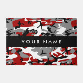 Rood en grijs Camouflage Jouw naam Personaliseren Deurmat (Voorkant)