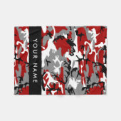 Rood en grijs Camouflage Jouw naam Personaliseren Fleece Deken (Voorkant (Horizontaal))