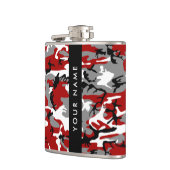 Rood en grijs Camouflage Jouw naam Personaliseren Heupfles (Links)