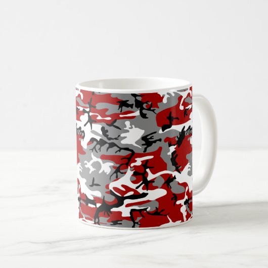 Rood en grijs Camouflage Jouw naam Personaliseren Koffiemok (Voorkant rechts)