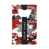 Rood en grijs Camouflage Jouw naam Personaliseren Kredietkaart Flessenopener (Voorkant)