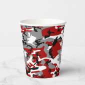 Rood en grijs Camouflage Jouw naam Personaliseren Papieren Bekers (Achterkant)