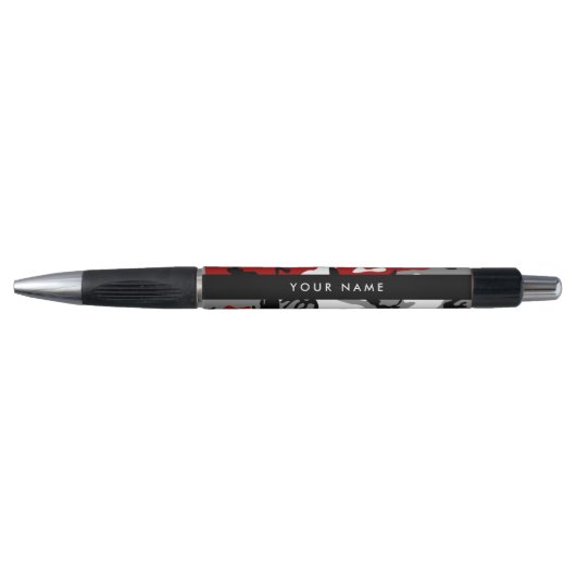 Rood en grijs Camouflage Jouw naam Personaliseren Pen (Voorkant)