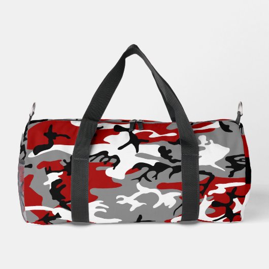 Rood en grijs Camouflage Jouw naam Personaliseren Plunjezak (Achterkant)