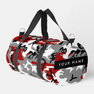 Rood en grijs Camouflage Jouw naam Personaliseren Plunjezak