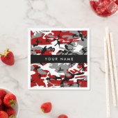 Rood en grijs Camouflage Jouw naam Personaliseren Servet (Insitu)