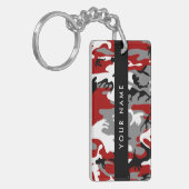 Rood en grijs Camouflage Jouw naam Personaliseren Sleutelhanger (Voorkant Links)