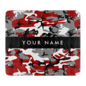 Rood en grijs Camouflage Jouw naam Personaliseren Snijplank (Voorkant)