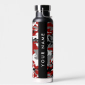 Rood en grijs Camouflage Jouw naam Personaliseren Waterfles (Links)