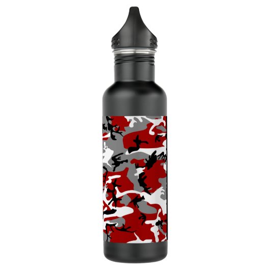 Rood en grijs Camouflage Jouw naam Personaliseren Waterfles (Links)