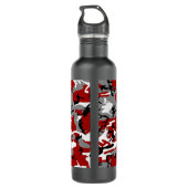 Rood en grijs Camouflage Jouw naam Personaliseren Waterfles (Achterkant)