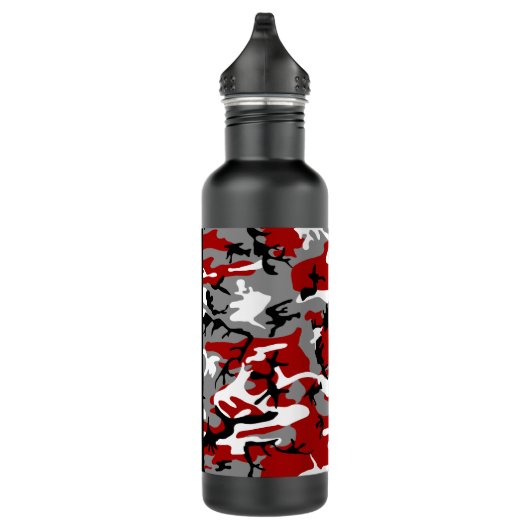 Rood en grijs Camouflage Jouw naam Personaliseren Waterfles (Rechts)