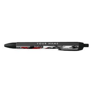 Rood en grijs Camouflage Jouw naam Personaliseren Zwarte Inkt Pen