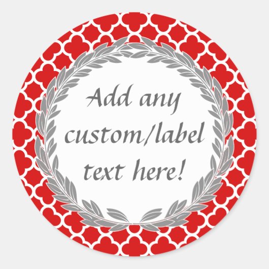 Rood en Grijs  Custom Canning Jar Craft Label (Voorkant)