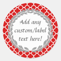 Rood en Grijs  Custom Canning Jar Craft Label