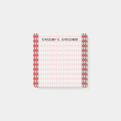 Rood en grijs diamantpatroon + aangepaste naam post-it® notes (Voorkant)