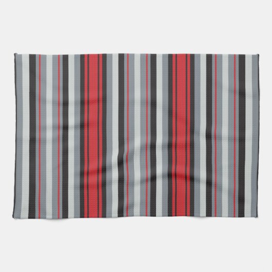 Rood en grijs gestreept theedoek (Horizontaal)