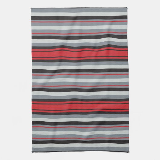 Rood en grijs gestreept theedoek (Verticaal)