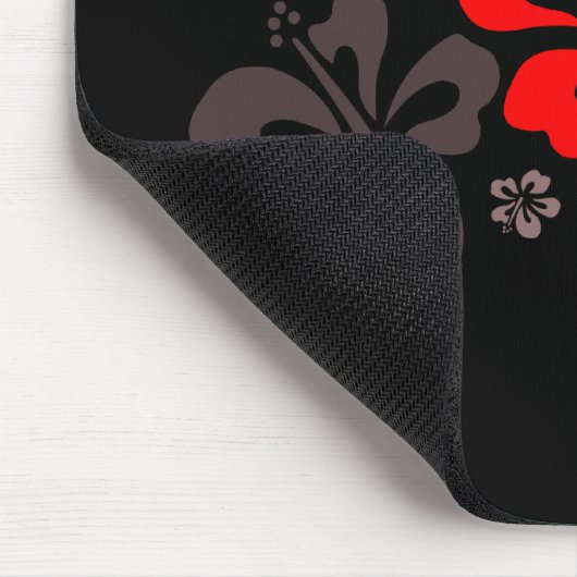 Rood en grijs Hibiscus Muismat (Hoek)