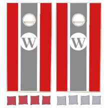 Rood en grijs Initiaal Cornhole Set
