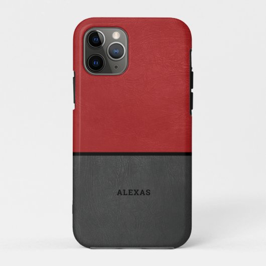 Rood en grijs kunstleder Case-Mate iPhone case (Achterkant)
